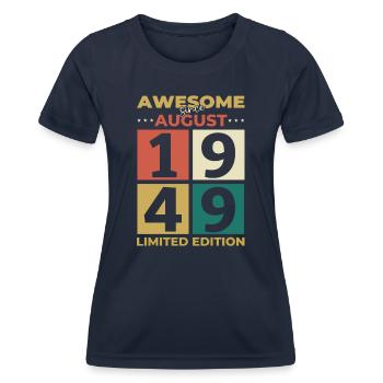 75th Birthday Original August 1949 Born 1949 - Women's Functional T-Shirt - navy - Front - AI Model Female 172 light (172cm)