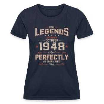 76th Birthday Legend October 1948 Volume 48 - Women's Functional T-Shirt - navy - Front - AI Model Female 172 light (172cm)