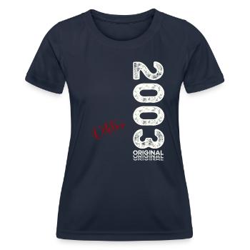 21e anniversaire Original Legend 2003 03 octobre - T-shirt sport Femme - bleu marine - Devant - AI Model Female 172 light (172cm)