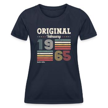 60. Geburtstag Geschenk Mann Original Februar 1965 - Frauen Funktions-T-Shirt - Navy - Vorne - AI Model Female 172 light (172cm)