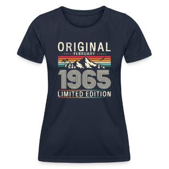 60. Geburtstag Geschenk Mann Original Februar 1965 - Frauen Funktions-T-Shirt - Navy - Vorne - AI Model Female 172 light (172cm)