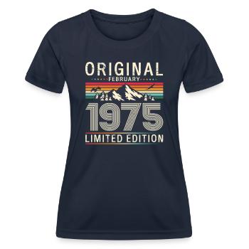 50th Birthday Gift Husband Original February 1975 - Women's Functional T-Shirt - navy - Front - AI Model Female 172 light (172cm)