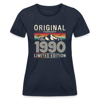 35ème anniversaire cadeau mari Original février 1990 - T-shirt sport Femme - bleu marine - Devant - AI Model Female 172 light (172cm)