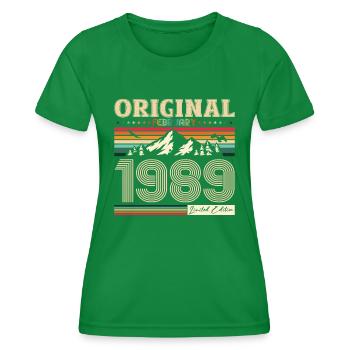 35e anniversaire février Vintage 1989 Original - T-shirt sport Femme - vert - Devant - AI Model Female 172 dark (172cm)