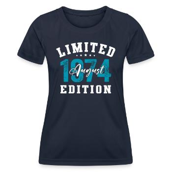 50th Birthday Original August 1974 Year 1974 - Women's Functional T-Shirt - navy - Front - AI Model Female 172 light (172cm)