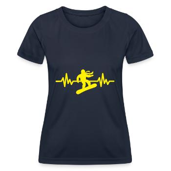 Heartbeat Snowboard - Sports d’hiver Piste de neige - T-shirt sport Femme - bleu marine - Devant - AI Model Female 172 light (172cm)