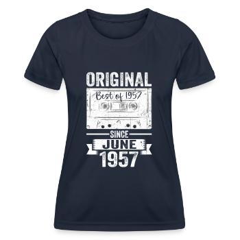 Original June 1957 65th Birthday Gift Men - Women's Functional T-Shirt - navy - Front - AI Model Female 172 light (172cm)
