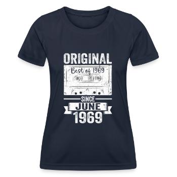 Original June 1969 53rd Birthday Gift Men - Women's Functional T-Shirt - navy - Front - AI Model Female 172 light (172cm)