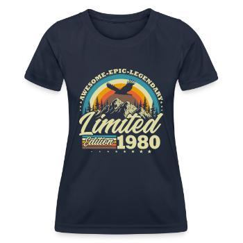 Vintage Born 1980 Vintage Birthday Retro - T-shirt sport Femme - bleu marine - Devant - AI Model Female 172 light (172cm)