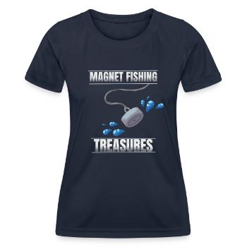 Pêche à l’aimant - T-shirt sport Femme - bleu marine - Devant - AI Model Female 172 light (172cm)