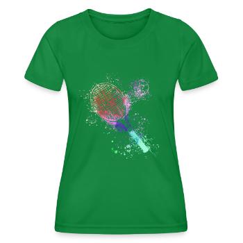 tennis,racket,ball,graffiti,blue,painting,colorful - Women's Functional T-Shirt - kelly green - Front - AI Model Female 172 dark (172cm)