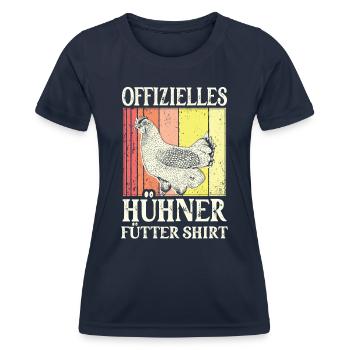 Offizielles Hühner Fütter Shirt - Frauen Funktions-T-Shirt - Navy - Vorne - AI Model Female 172 light (172cm)