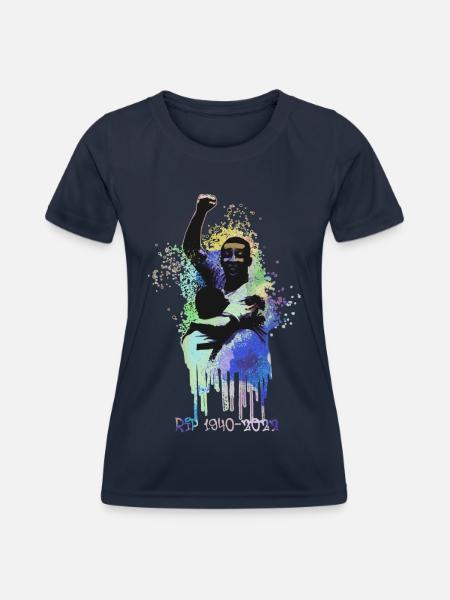 pele,fußballer,rip,brazilianer, graffiti - Frauen Funktions-T-Shirt - Navy