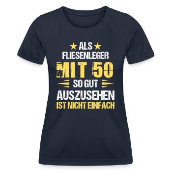 At 50, good-looking tiler - Women's Functional T-Shirt - navy - Front - AI Model Female 172 light (172cm)