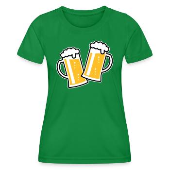 2 chopes à bière Toast (bière / chope à bière / 3C) - T-shirt sport Femme - vert - Devant - AI Model Female 172 dark (172cm)