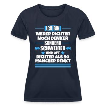 Weder Dichter noch Denker, sondern Schweißer - Frauen Funktions-T-Shirt - Navy - Vorne - AI Model Female 172 light (172cm)