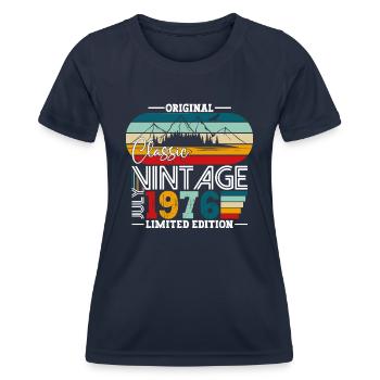 Original July Vintage 1976 46th Birthday Men - Women's Functional T-Shirt - navy - Front - AI Model Female 172 light (172cm)