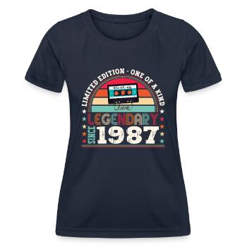 Legendary 1987 35th Birthday Gift Men - Fun - Women's Functional T-Shirt - navy - Front - AI Model Female 172 light (172cm)
