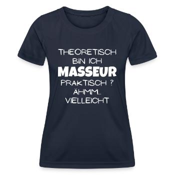 Theoretisch Masseur - Frauen Funktions-T-Shirt - Navy - Vorne - AI Model Female 172 light (172cm)