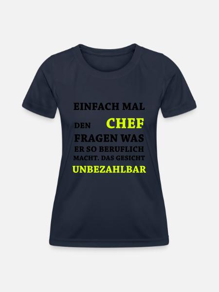 Lustige Sprüche - Unbezahlbar Chef - Frauen Funktions-T-Shirt - Navy