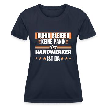 Ruhig bleiben ich bin Handwerker - Frauen Funktions-T-Shirt - Navy - Vorne - AI Model Female 172 light (172cm)