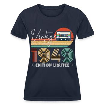 Vintage 1949 Retro Birthday Year Gift 1949 - Women's Functional T-Shirt - navy - Front - AI Model Female 172 light (172cm)