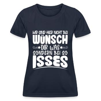 wir sind hier nicht bei wünsch dir was - Frauen Funktions-T-Shirt - Navy - Vorne - AI Model Female 172 light (172cm)