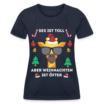 Sex ist schön aber Weihnachten ist öfter - Frauen Funktions-T-Shirt - Navy - Vorne - AI Model Female 172 light (172cm)