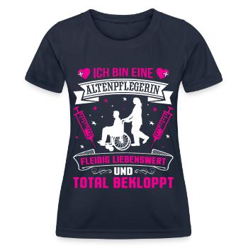 Altenpfleger Pflegedienst Pflegehelfer - Frauen Funktions-T-Shirt - Navy - Vorne - AI Model Female 172 light (172cm)