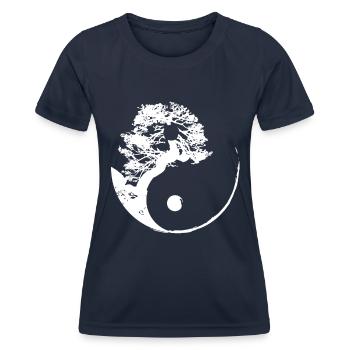 Qigong Qi Gong Tai Chi Chigong - Frauen Funktions-T-Shirt - Navy - Vorne - AI Model Female 172 light (172cm)