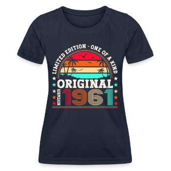 Original November 1961 61st birthday gift - Women's Functional T-Shirt - navy - Front - AI Model Female 172 light (172cm)