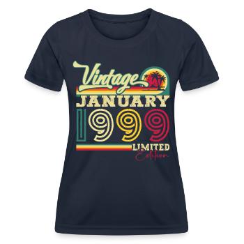 Né le 24 janvier 1999 Gift Man - T-shirt sport Femme - bleu marine - Devant - AI Model Female 172 light (172cm)