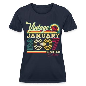 Année 2007 Janvier 16ème anniversaire cadeau homme - T-shirt sport Femme - bleu marine - Devant - AI Model Female 172 light (172cm)