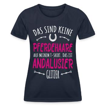Andalusier Pferd Geschenk Pferdebesitzerin - Frauen Funktions-T-Shirt - Navy - Vorne - AI Model Female 172 light (172cm)