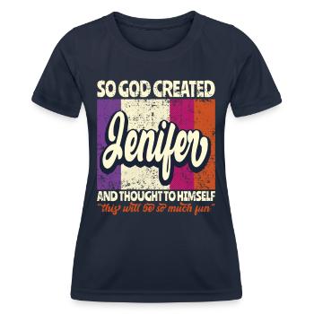 Jenifer Nom Cadeau Nom d’anniversaire Cadeau - T-shirt sport Femme - bleu marine - Devant - AI Model Female 172 light (172cm)