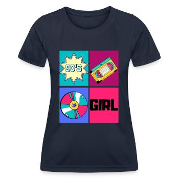90s Girl 1990s Fashion 90 Theme Party Nineties - Women's Functional T-Shirt - navy - Front - AI Model Female 172 light (172cm)