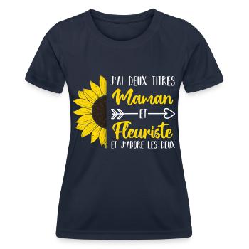 J'ai deux titres maman et fleuriste cadeau - T-shirt sport Femme - bleu marine - Devant - AI Model Female 172 light (172cm)