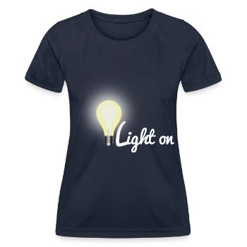 Licht an Glühbirne - Frauen Funktions-T-Shirt - Navy - Vorne - AI Model Female 172 light (172cm)