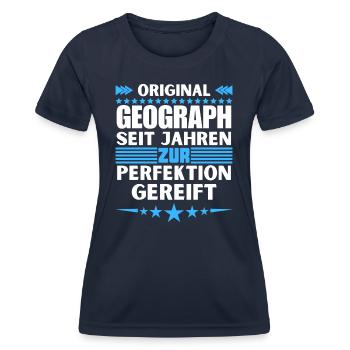 Zur Perfektion gereifter Geograph - Frauen Funktions-T-Shirt - Navy - Vorne - AI Model Female 172 light (172cm)
