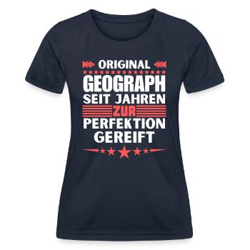Zur Perfektion gereifter Geograph - Frauen Funktions-T-Shirt - Navy - Vorne - AI Model Female 172 light (172cm)