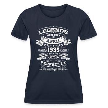 89e anniversaire homme légende avril Vintage 1935 - T-shirt sport Femme - bleu marine - Devant - AI Model Female 172 light (172cm)