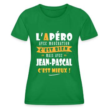 Jean-Pascal Apero Humour personnalisé jean pascal - T-shirt sport Femme - vert - Devant - AI Model Female 172 dark (172cm)