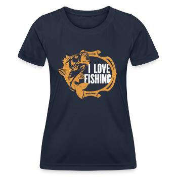 Angler Angelhaken Angelrute Sportfischer - Frauen Funktions-T-Shirt - Navy - Vorne - AI Model Female 172 light (172cm)