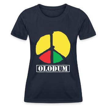 Olodum Friedenszeichen Brasilianischer Karneval - Frauen Funktions-T-Shirt - Navy - Vorne - AI Model Female 172 light (172cm)