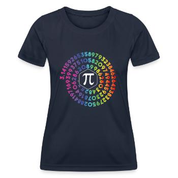 Pi Spirale | Happy Pi Day Shirt Pi Mathe 3.14 - Frauen Funktions-T-Shirt - Navy - Vorne - AI Model Female 172 light (172cm)