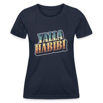 Yalla Habibi Arabic Arabic Sweetheart Muslim - Women's Functional T-Shirt - navy - Front - AI Model Female 172 light (172cm)