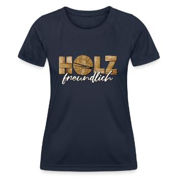 holzfreundlich - Frauen Funktions-T-Shirt - Navy - Vorne - AI Model Female 172 light (172cm)