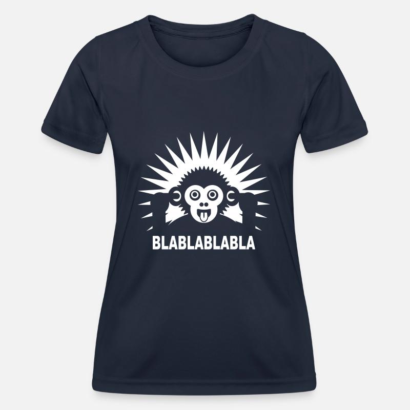 Blablablabla - Monkey babbles with finger in the - Women's Functional T-Shirt - navy