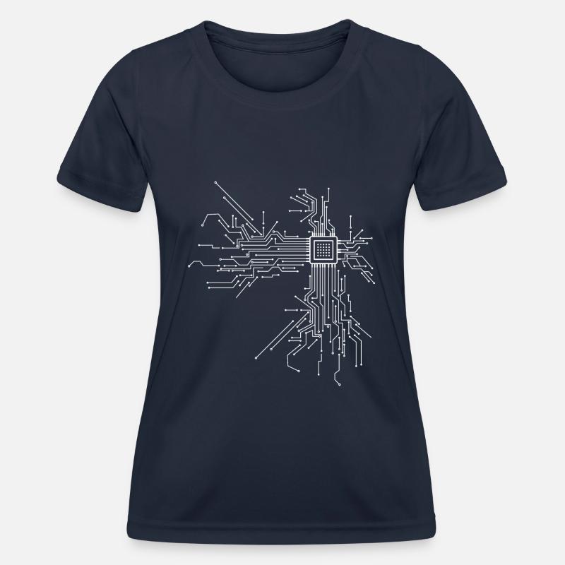 Circuit Board Chip Circuitboard with CPU Computer Design - Women's Functional T-Shirt - navy