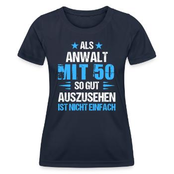 À 50 ans, bel avocat - T-shirt sport Femme - bleu marine - Devant - AI Model Female 172 light (172cm)